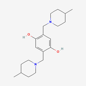 molecular formula C20H32N2O2 B2363380 2,5-Bis-(4-methyl-piperidin-1-ylmethyl)-benzene-1,4-diol CAS No. 314260-42-9