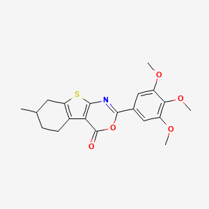molecular formula C20H21NO5S B2363396 7-Methyl-2-(3,4,5-trimethoxyphenyl)-5,6,7,8-tetrahydro-[1]benzothiolo[2,3-d][1,3]oxazin-4-one CAS No. 315683-37-5