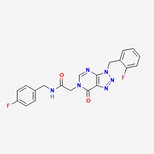 molecular formula C20H16F2N6O2 B2363400 N-(4-fluorobenzyl)-2-(3-(2-fluorobenzyl)-7-oxo-3H-[1,2,3]triazolo[4,5-d]pyrimidin-6(7H)-yl)acetamide CAS No. 847383-35-1