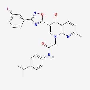 molecular formula C28H24FN5O3 B2363405 N,N-二甲基-5-[(苯磺酰基)氨基]-6-哌嗪-1-基烟酰胺 CAS No. 1112367-85-7