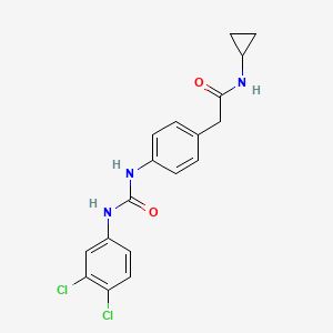 molecular formula C18H17Cl2N3O2 B2363406 N-cyclopropyl-2-(4-(3-(3,4-dichlorophenyl)ureido)phenyl)acetamide CAS No. 1206990-12-6