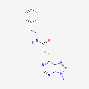 molecular formula C15H16N6OS B2363413 2-((3-methyl-3H-[1,2,3]triazolo[4,5-d]pyrimidin-7-yl)thio)-N-phenethylacetamide CAS No. 1060202-82-5