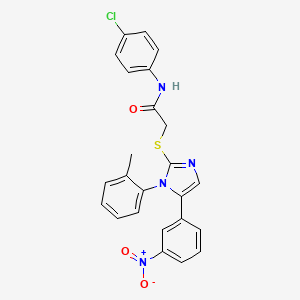 molecular formula C24H19ClN4O3S B2363419 N-(4-氯苯基)-2-((5-(3-硝基苯基)-1-(邻甲苯基)-1H-咪唑-2-基)硫)乙酰胺 CAS No. 1234906-33-2