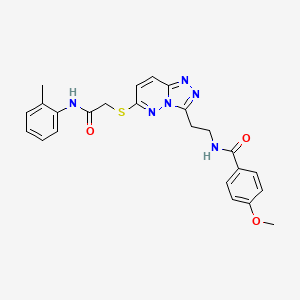 molecular formula C24H24N6O3S B2363424 4-méthoxy-N-(2-(6-((2-oxo-2-(o-tolylamino)éthyl)thio)-[1,2,4]triazolo[4,3-b]pyridazin-3-yl)éthyl)benzamide CAS No. 872995-52-3