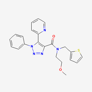 molecular formula C22H21N5O2S B2363425 N-(2-methoxyethyl)-1-phenyl-5-(pyridin-2-yl)-N-(thiophen-2-ylmethyl)-1H-1,2,3-triazole-4-carboxamide CAS No. 1396854-72-0