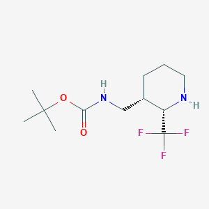molecular formula C12H21F3N2O2 B2363426 Tert-butyl N-[[(2S,3S)-2-(trifluoromethyl)piperidin-3-yl]methyl]carbamate CAS No. 1909294-85-4
