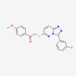 molecular formula C20H15FN4O2S B2363443 2-((3-(3-Fluorophenyl)-[1,2,4]triazolo[4,3-b]pyridazin-6-yl)thio)-1-(4-methoxyphenyl)ethanone CAS No. 852375-25-8
