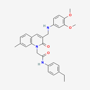 2-[3-{[(3,4-dimethoxyphenyl)amino]methyl}-7-methyl-2-oxoquinolin-1(2H)-yl]-N-(4-ethylphenyl)acetamide