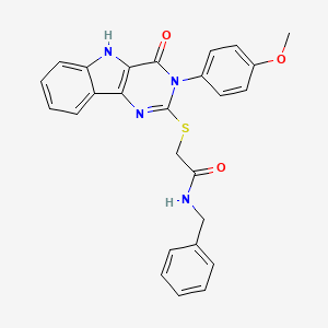molecular formula C26H22N4O3S B2363470 N-苄基-2-[[3-(4-甲氧基苯基)-4-氧代-5H-嘧啶并[5,4-b]吲哚-2-基]硫基]乙酰胺 CAS No. 536707-66-1