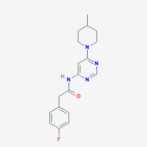 molecular formula C18H21FN4O B2363471 2-(4-fluorophenyl)-N-(6-(4-methylpiperidin-1-yl)pyrimidin-4-yl)acetamide CAS No. 1396866-23-1