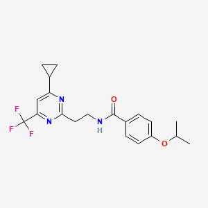 molecular formula C20H22F3N3O2 B2363473 N-(2-(4-cyclopropyl-6-(trifluoromethyl)pyrimidin-2-yl)ethyl)-4-isopropoxybenzamide CAS No. 1396675-25-4