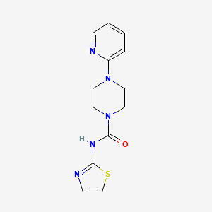 molecular formula C13H15N5OS B2363475 4-Pyridin-2-yl-N-(1,3-thiazol-2-yl)piperazine-1-carboxamide CAS No. 2203258-04-0