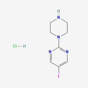 molecular formula C8H12ClIN4 B2363482 5-碘-2-哌嗪-1-基-嘧啶盐酸盐 CAS No. 2231677-09-9