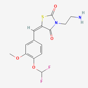 molecular formula C14H14F2N2O4S B2363483 (5E)-3-(2-aminoethyl)-5-[[4-(difluoromethoxy)-3-methoxyphenyl]methylidene]-1,3-thiazolidine-2,4-dione CAS No. 731802-20-3