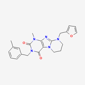 molecular formula C22H23N5O3 B2363484 9-(furan-2-ylmethyl)-1-methyl-3-[(3-methylphenyl)methyl]-7,8-dihydro-6H-purino[7,8-a]pyrimidine-2,4-dione CAS No. 877794-93-9