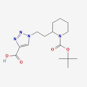 molecular formula C15H24N4O4 B2363488 1-(2-(1-(tert-Butoxycarbonyl)piperidin-2-yl)ethyl)-1H-1,2,3-triazole-4-carboxylic acid CAS No. 2155855-32-4