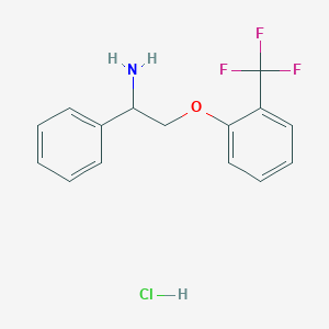 molecular formula C15H15ClF3NO B2363489 1-苯基-2-(2-(三氟甲基)苯氧基)乙-1-胺盐酸盐 CAS No. 2165320-62-5