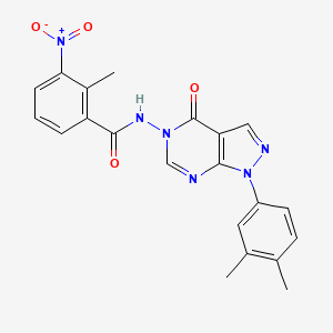 molecular formula C21H18N6O4 B2363490 N-(1-(3,4-dimethylphenyl)-4-oxo-1H-pyrazolo[3,4-d]pyrimidin-5(4H)-yl)-2-methyl-3-nitrobenzamide CAS No. 899967-36-3