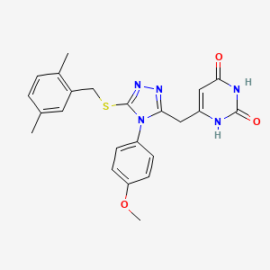 molecular formula C23H23N5O3S B2363523 6-[[5-[(2,5-dimethylphenyl)methylsulfanyl]-4-(4-methoxyphenyl)-1,2,4-triazol-3-yl]methyl]-1H-pyrimidine-2,4-dione CAS No. 852153-24-3