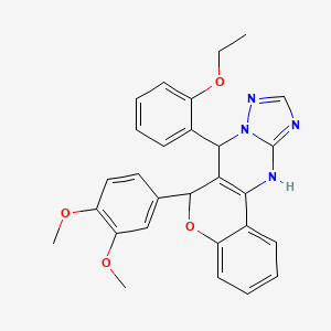molecular formula C28H26N4O4 B2363525 6-(3,4-dimethoxyphenyl)-7-(2-ethoxyphenyl)-7,12-dihydro-6H-chromeno[4,3-d][1,2,4]triazolo[1,5-a]pyrimidine CAS No. 868148-14-5