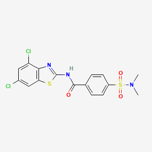 molecular formula C16H13Cl2N3O3S2 B2363553 N-(4,6-dichloro-1,3-benzothiazol-2-yl)-4-(dimethylsulfamoyl)benzamide CAS No. 862807-39-4