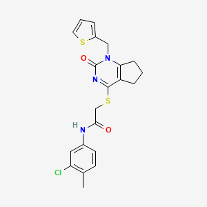 N-(3-chloro-4-methylphenyl)-2-((2-oxo-1-(thiophen-2-ylmethyl)-2,5,6,7-tetrahydro-1H-cyclopenta[d]pyrimidin-4-yl)thio)acetamide