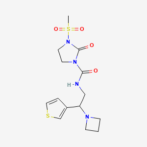 molecular formula C14H20N4O4S2 B2363559 N-(2-(azetidin-1-yl)-2-(thiophen-3-yl)ethyl)-3-(methylsulfonyl)-2-oxoimidazolidine-1-carboxamide CAS No. 2034567-95-6