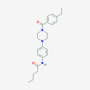 molecular formula C24H31N3O2 B236356 N-{4-[4-(4-ethylbenzoyl)-1-piperazinyl]phenyl}pentanamide 