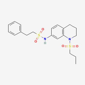 molecular formula C20H26N2O4S2 B2363565 2-phenyl-N-(1-(propylsulfonyl)-1,2,3,4-tetrahydroquinolin-7-yl)ethanesulfonamide CAS No. 946353-03-3