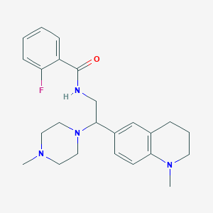 molecular formula C24H31FN4O B2363572 2-fluoro-N-(2-(1-methyl-1,2,3,4-tetrahydroquinolin-6-yl)-2-(4-methylpiperazin-1-yl)ethyl)benzamide CAS No. 921922-66-9