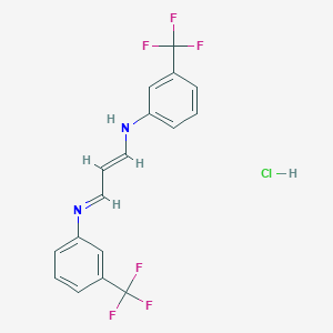 molecular formula C17H13ClF6N2 B2363576 (4-Aza-4-(3-(trifluoromethyl)phenyl)buta-1,3-dienyl)(3-(trifluoromethyl)phenyl)amine hydrochloride CAS No. 1078634-29-3