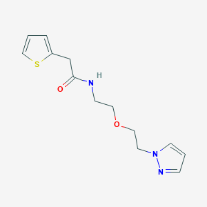 molecular formula C13H17N3O2S B2363597 N-{2-[2-(1H-pyrazol-1-yl)ethoxy]ethyl}-2-(thiophen-2-yl)acetamide CAS No. 2097930-42-0