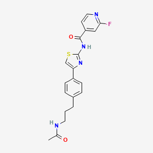 molecular formula C20H19FN4O2S B2363600 N-{4-[4-(3-acetamidopropyl)phenyl]-1,3-thiazol-2-yl}-2-fluoropyridine-4-carboxamide CAS No. 1241538-51-1