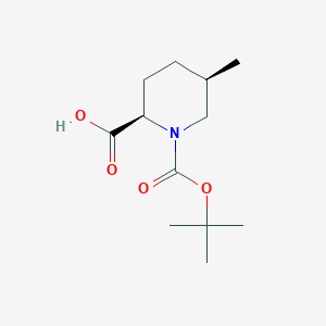 molecular formula C12H21NO4 B2363603 (2R,5R)-5-Methyl-1-[(2-methylpropan-2-yl)oxycarbonyl]piperidine-2-carboxylic acid CAS No. 2209078-67-9