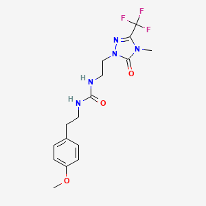molecular formula C16H20F3N5O3 B2363606 1-(4-methoxyphenethyl)-3-(2-(4-methyl-5-oxo-3-(trifluoromethyl)-4,5-dihydro-1H-1,2,4-triazol-1-yl)ethyl)urea CAS No. 1421458-18-5