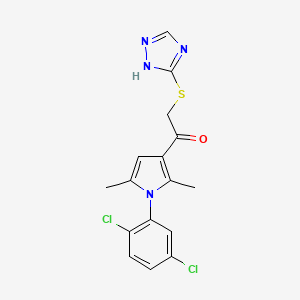 molecular formula C16H14Cl2N4OS B2363608 2-((1H-1,2,4-triazol-3-yl)thio)-1-(1-(2,5-dichlorophenyl)-2,5-dimethyl-1H-pyrrol-3-yl)ethanone CAS No. 690646-78-7