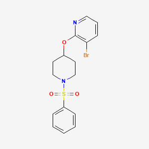 molecular formula C16H17BrN2O3S B2363612 3-Bromo-2-((1-(phenylsulfonyl)piperidin-4-yl)oxy)pyridine CAS No. 1448052-53-6