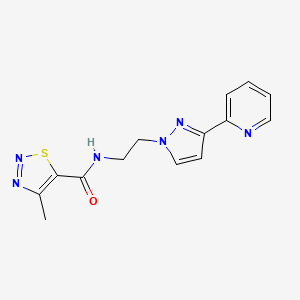 molecular formula C14H14N6OS B2363614 4-methyl-N-(2-(3-(pyridin-2-yl)-1H-pyrazol-1-yl)ethyl)-1,2,3-thiadiazole-5-carboxamide CAS No. 1448060-42-1