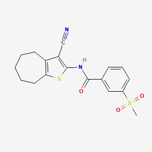 molecular formula C18H18N2O3S2 B2363616 N-{3-cyano-4H,5H,6H,7H,8H-cyclohepta[b]thiophen-2-yl}-3-methanesulfonylbenzamide CAS No. 896289-36-4