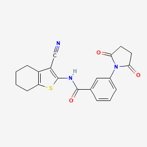 molecular formula C20H17N3O3S B2363626 N-(3-cyano-4,5,6,7-tetrahydro-1-benzothiophen-2-yl)-3-(2,5-dioxopyrrolidin-1-yl)benzamide CAS No. 391867-82-6