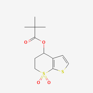 molecular formula C12H16O4S2 B2363635 (7,7-二氧代-5,6-二氢-4H-噻吩[2,3-b]噻并吡喃-4-基) 2,2-二甲基丙酸酯 CAS No. 339019-00-0