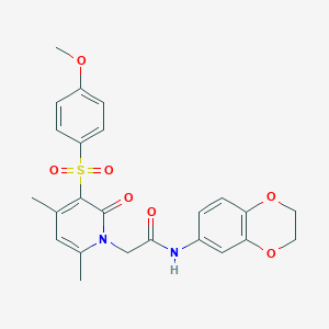 molecular formula C24H24N2O7S B2363640 N-(2,3-dihydro-1,4-benzodioxin-6-yl)-2-[3-[(4-methoxyphenyl)sulfonyl]-4,6-dimethyl-2-oxopyridin-1(2H)-yl]acetamide CAS No. 946352-90-5