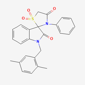 molecular formula C25H22N2O4S B2363652 1-(2,5-二甲基苄基)-3'-苯基螺[吲哚-3,2'-噻唑烷]-2,4'-二酮 1',1'-二氧化物 CAS No. 941934-55-0