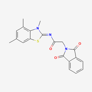 molecular formula C20H17N3O3S B2363655 (E)-2-(1,3-二氧代异吲哚-2-基)-N-(3,4,6-三甲基苯并[d]噻唑-2(3H)-亚甲基)乙酰胺 CAS No. 681163-35-9