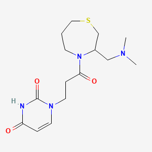 molecular formula C15H24N4O3S B2363660 1-(3-(3-((二甲氨基)甲基)-1,4-噻氮杂环-4-基)-3-氧代丙基)嘧啶-2,4(1H,3H)-二酮 CAS No. 1797961-27-3