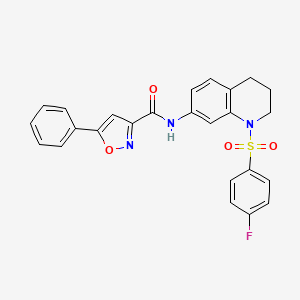 molecular formula C25H20FN3O4S B2363662 N-(1-((4-氟苯基)磺酰基)-1,2,3,4-四氢喹啉-7-基)-5-苯基异恶唑-3-甲酰胺 CAS No. 1210666-77-5