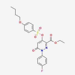 molecular formula C23H23FN2O7S B2363675 Ethyl 4-(((4-butoxyphenyl)sulfonyl)oxy)-1-(4-fluorophenyl)-6-oxo-1,6-dihydropyridazine-3-carboxylate CAS No. 900008-75-5