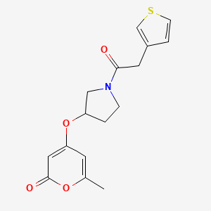 molecular formula C16H17NO4S B2363677 6-methyl-4-((1-(2-(thiophen-3-yl)acetyl)pyrrolidin-3-yl)oxy)-2H-pyran-2-one CAS No. 1795477-68-7