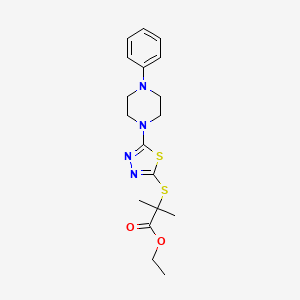 Ethyl 2-methyl-2-((5-(4-phenylpiperazin-1-yl)-1,3,4-thiadiazol-2-yl)thio)propanoate