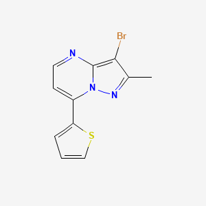 molecular formula C11H8BrN3S B2363689 3-Bromo-2-methyl-7-(2-thienyl)pyrazolo[1,5-a]pyrimidine CAS No. 439107-63-8